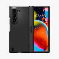 ACS07820 - Galaxy Z Fold 6 Case Slim Armor Pro in Black showing the back, hinge and front